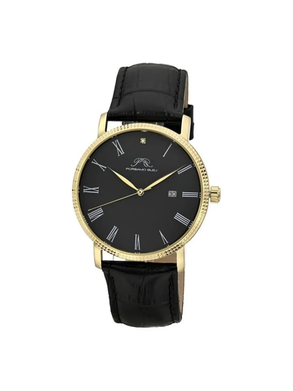 NWT Porsamo Bleu Veritas 1 Quartz Black Dial Men's Watch